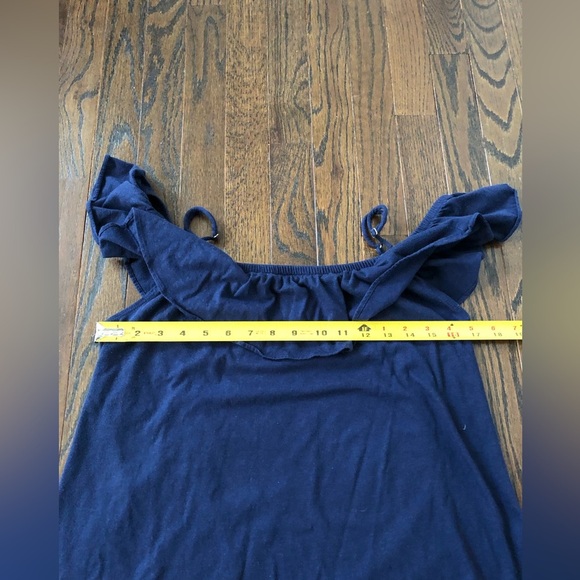 Lilly Pulitzer Women’s M Navy Blue Pima Cotton Off the Shoulder Blouse - VGUC! - Picture 5 of 8